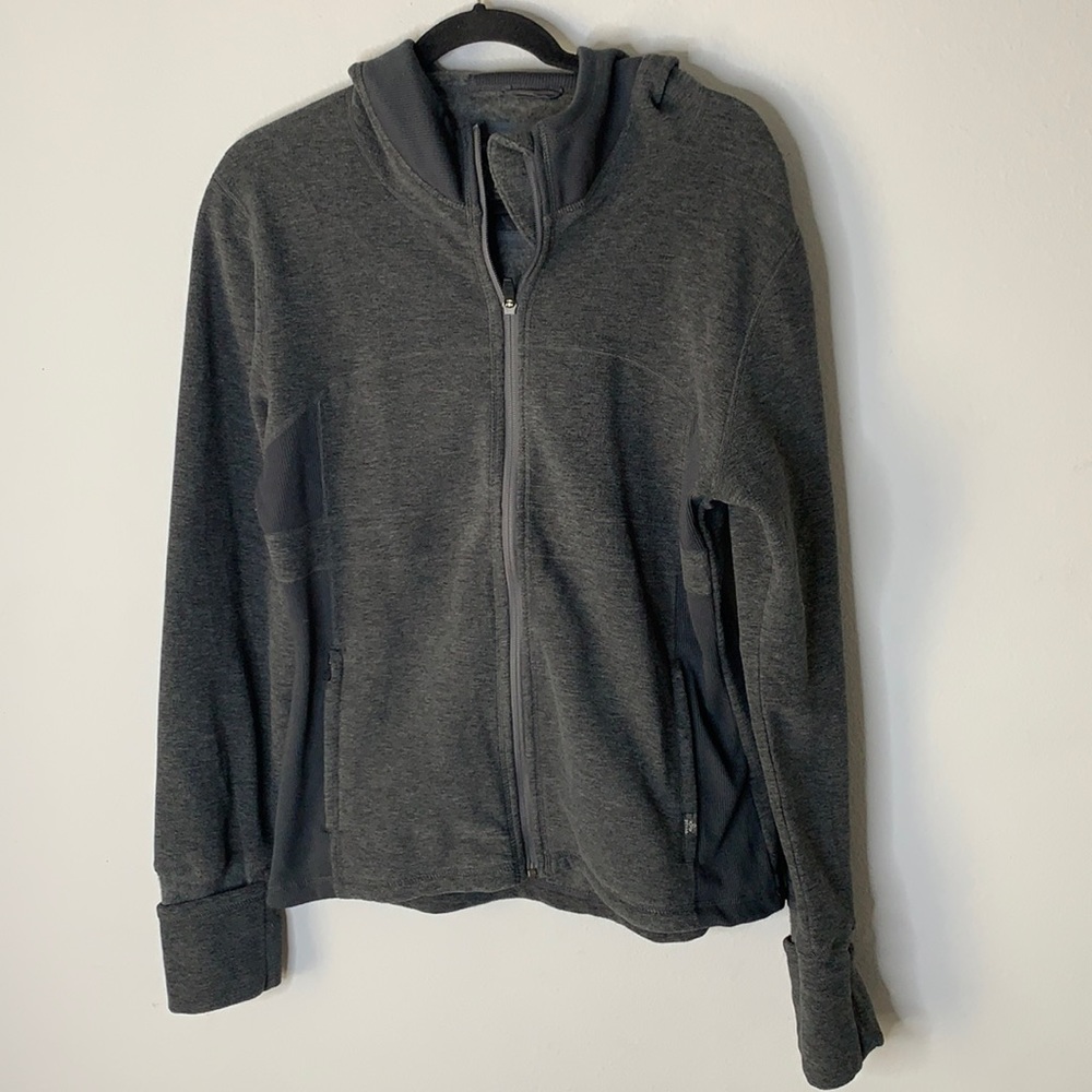 Prana gray zip up hooded sweatshirt XL